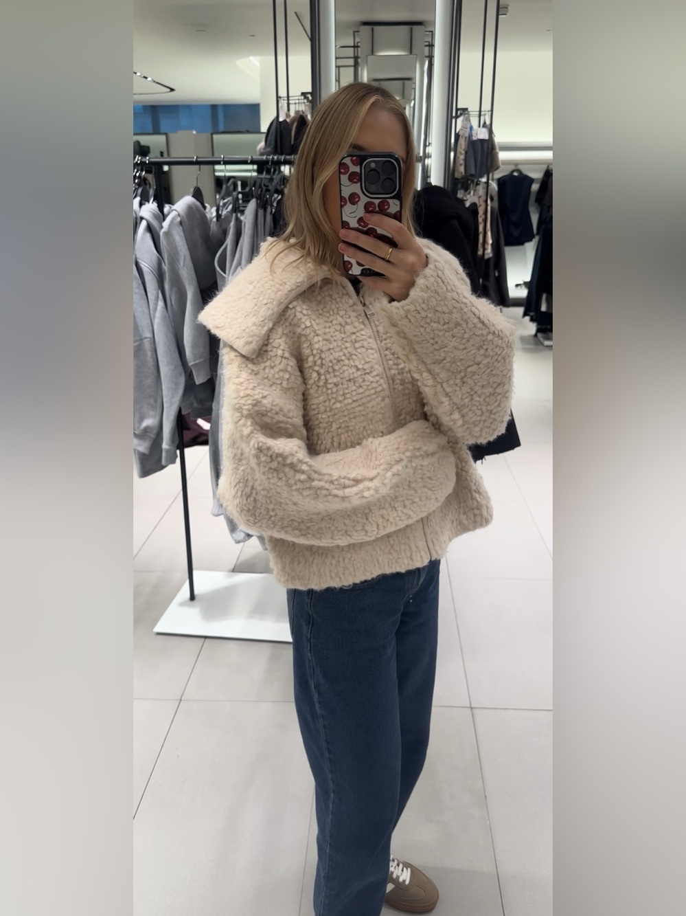 Zara Cream Teddy Sherpa Zip Jacket 9598/179/712 NWT - Picture 6 of 8
